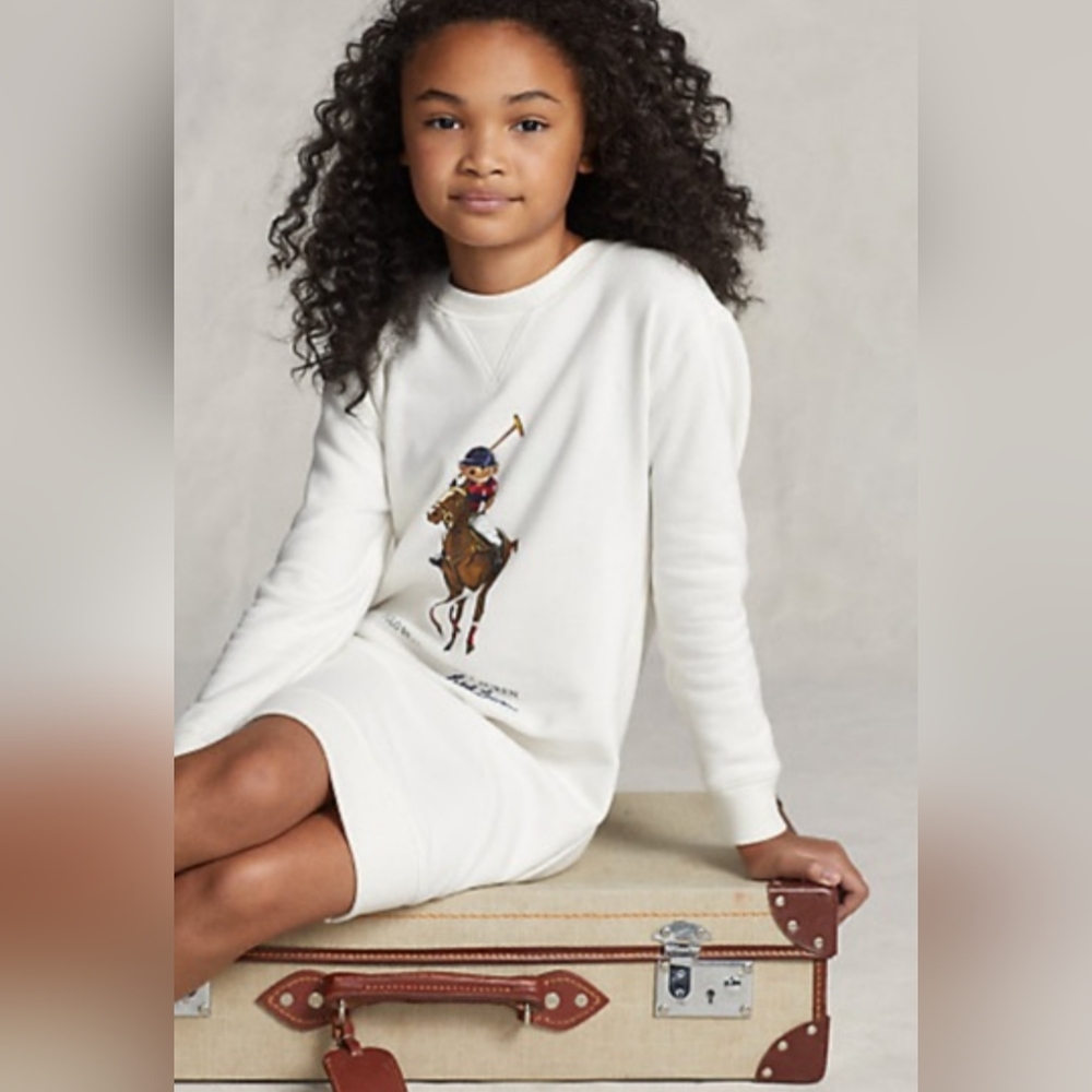 Polo Ralph Lauren Ivory Girls cotton fleece big polo Horse size 16 xl …